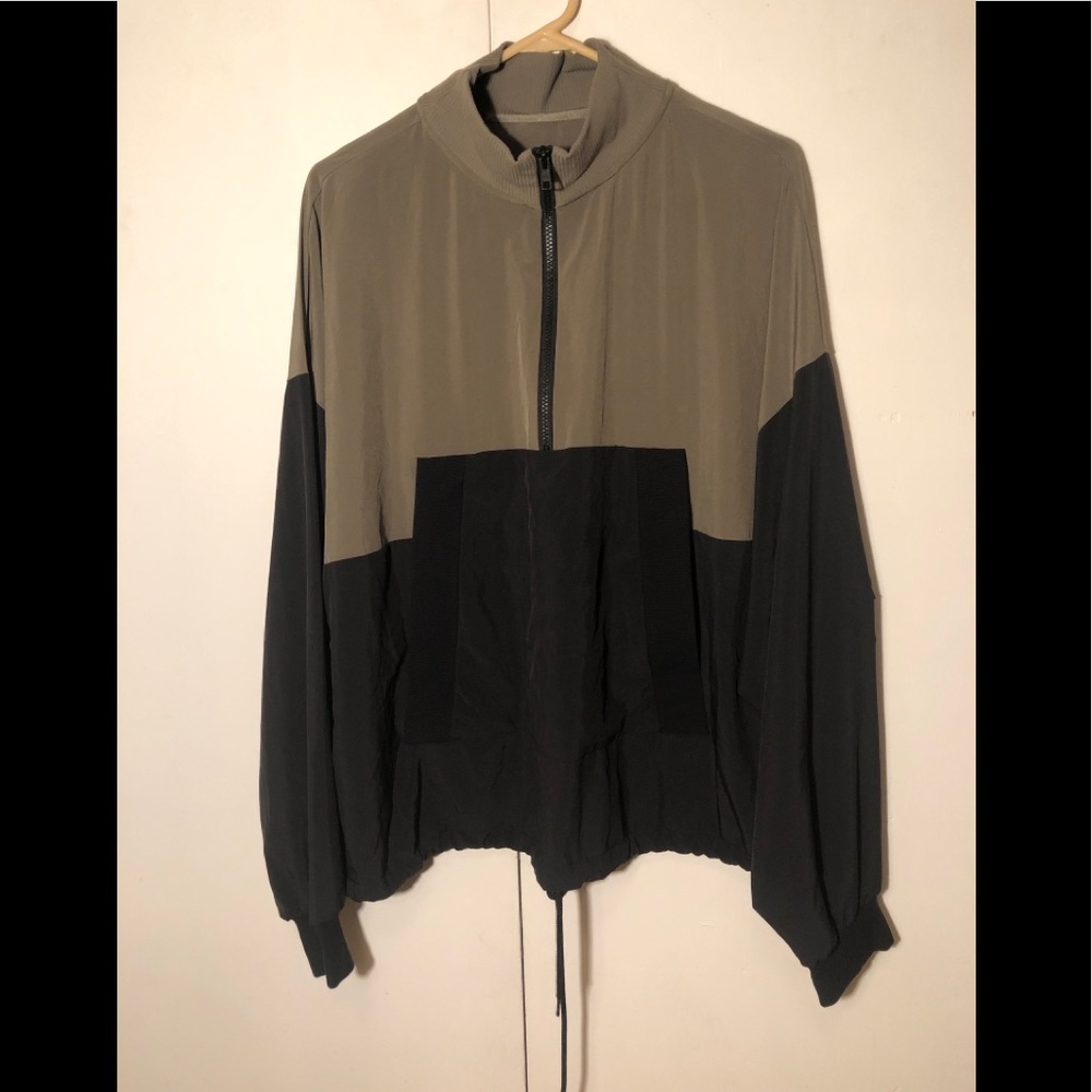 Alo Yoga City Girl Track Quarter Zip Pullover - Olive Branch/Black Size Large